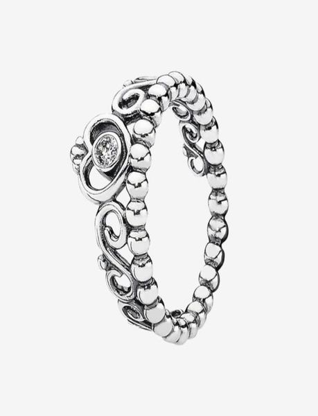 

cute women039s princess tiara crown ring 925 sterling silver jewelry for cz diamond wedding rings set with box5741786, Slivery;golden