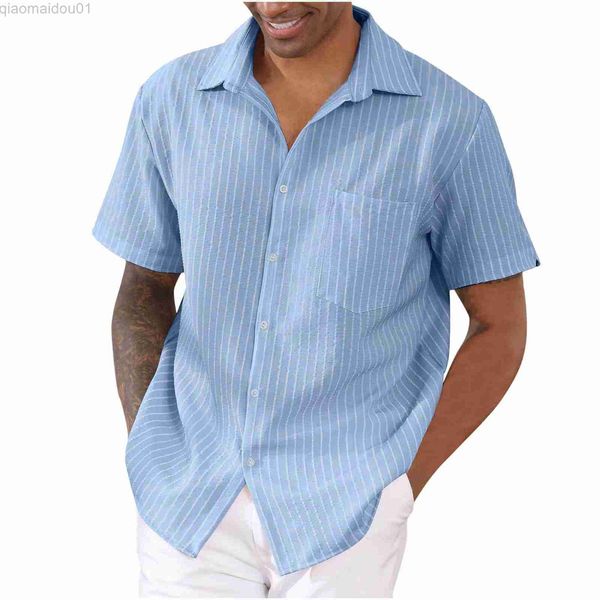 

men's casual shirts vintage stripe print linen shirts for men new summer casual fashion pullover short sleeve turn-down collar shirt ma, White;black