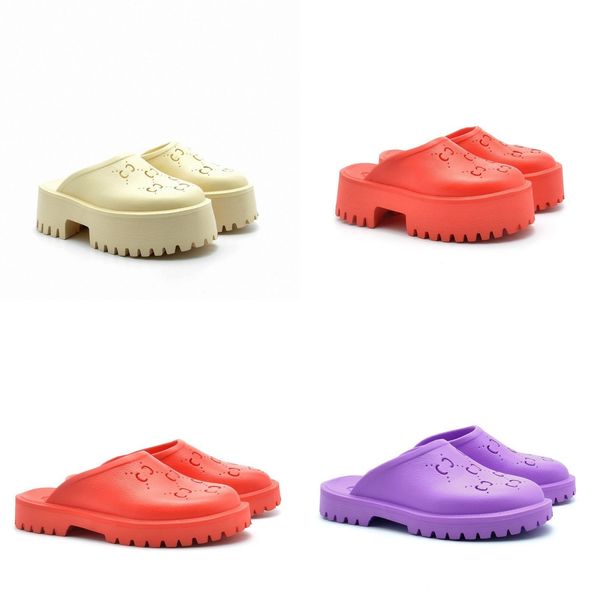 

luxurious designer sandals white platform sandals perforated g slip-on slipper slides rubber sandles mules comfort bottom sandalias mens, Black