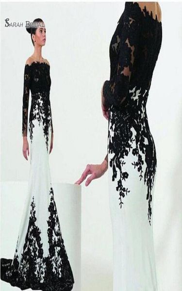 

off shoulder mermaid dress custom size plus size satin applique celebrity evening gowns vestidos de novia8010481, Black