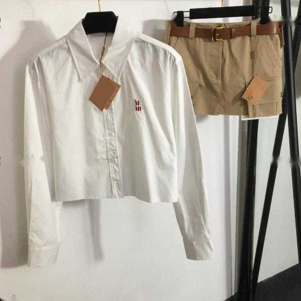

summer skirt set women casual suit designer dress two piece set solid color shirts and miniskirts new arrival, White