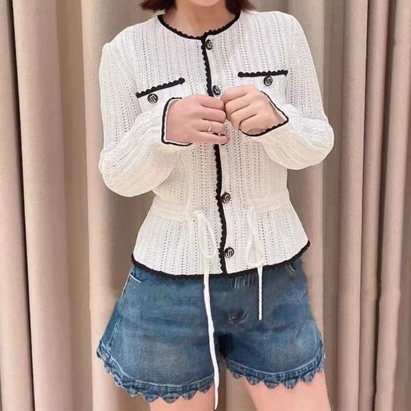 

authentic maje new hollow knit cardigan, Black;brown