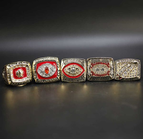 

1972 1982 1983 1987 1991 washington red skin football championship ring set 5 pieces, Silver