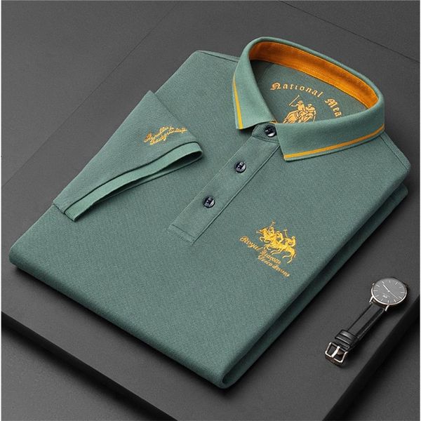 

men's polos summer men polo shirts short sleeve turn-down collar t-shirts embroidered for men 230720, White;black