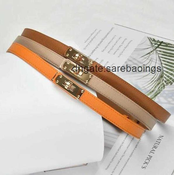

610s dress belts for women designer narrow leather h belt orange black simple graceful waistband for dresses thin small metal buckle smooth, Silver