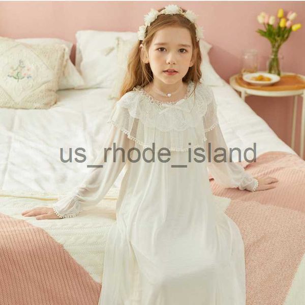 

pajamas cute children girl's mesh princess sleepshirts.royal style white lace nightgowns.vintage toddler kid's nightdress home sle, Blue;red
