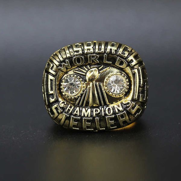 

1975 pittsburgh steelman super bowl champion ring steel membrane ring, Silver