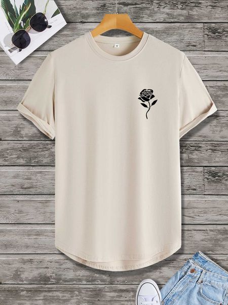 

men's fashion homme men floral high low, White;black