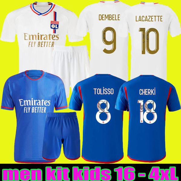 

23/24 maillot white home jersey lyon soccer jerseys 2023 2024 olympique lyonnais ol football shirts traore memphis men kids kits equipment f, Black;yellow