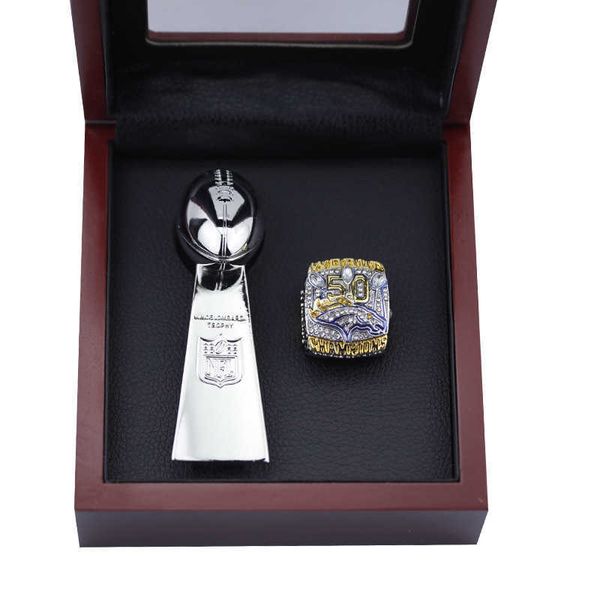 

2015 denver mustang 50th super bowl champion ring trophy set high-grade wooden box packaging, Silver
