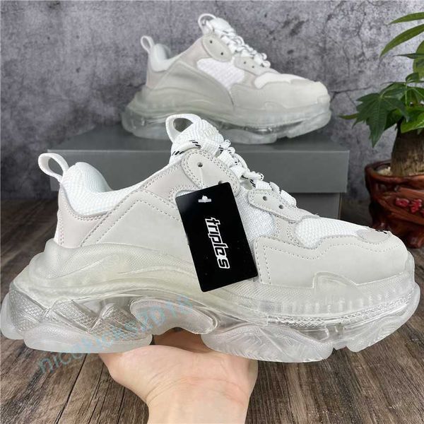 

paris casual shoes triple s clear sole trainers dad shoe sneakers black white crystal platform men women scarpe superior quality chaussures
