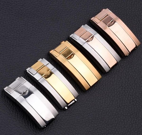 

16mm x 9mm new stainless steel watch bands strap buckle deployment clasp for rol bands289m3394226, Black;brown