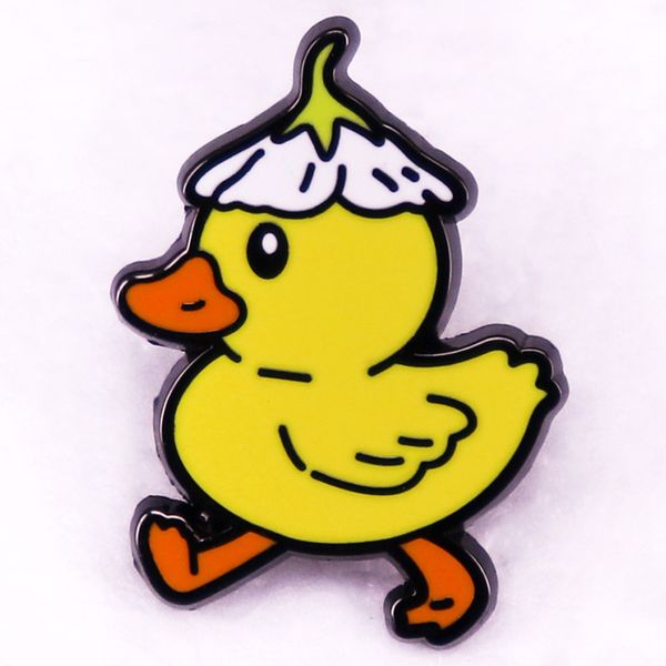 

yellow duck leaf brooch cute anime movies games hard enamel pins collect cartoon brooch backpack hat bag collar lapel badges, Blue