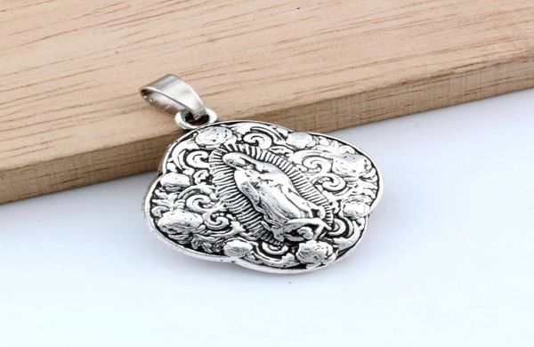 

20pcslots antique silver virgin mary religious alloy charm pendant fit necklace diy accessories 258x35mm a480a1173379, Bronze;silver