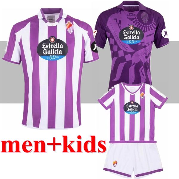 

23 24 real valladolid sergio leon mens soccer jerseys g.plata oscar plano aguado weissman home white purple away 3rd football shirt short sl, Black;yellow