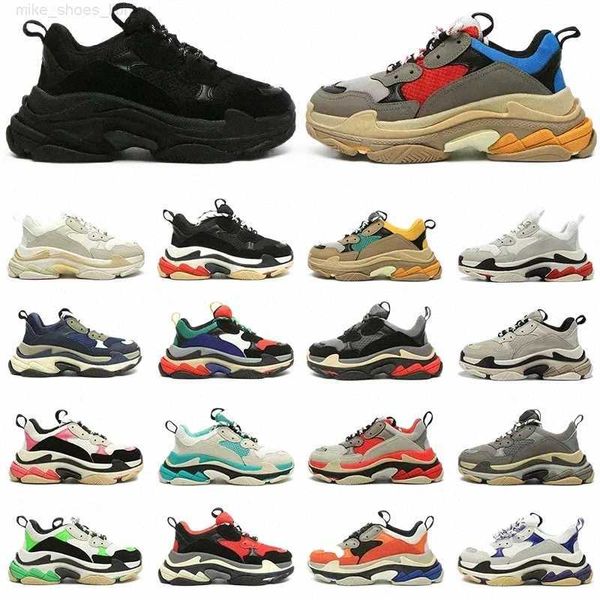 

triple s casual shoes designer men women platform sneakers black white beige dark grey orange khaki rust pink bred mint green mens trainers