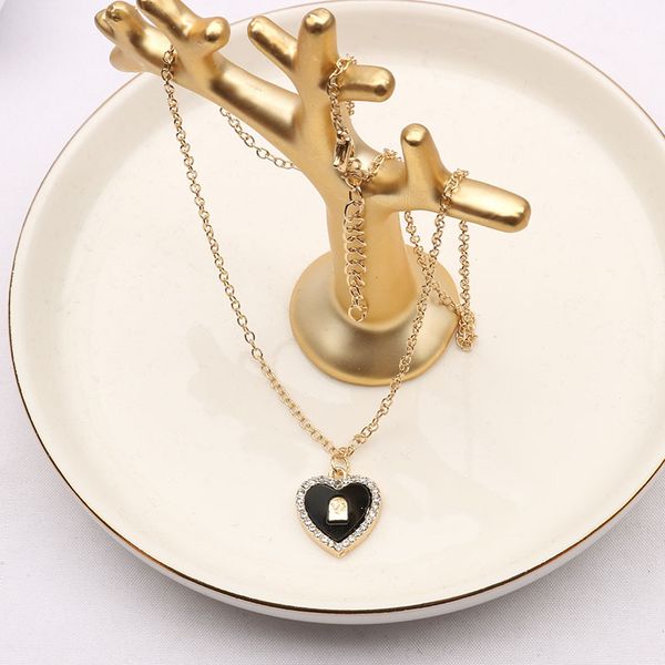 

20 style luxury designer necklace pendant necklaces designers diamond heart gold plated stainless steel letter for women wedding jewelry no, Silver