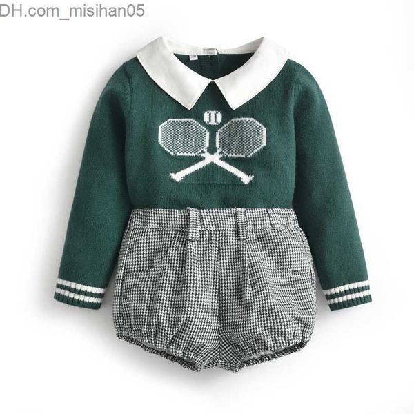 

clothing sets baby boy set knitwear clothing boy brand outfit toddler girl knit sweater shorts suit kids winter clothes for children z230726, White
