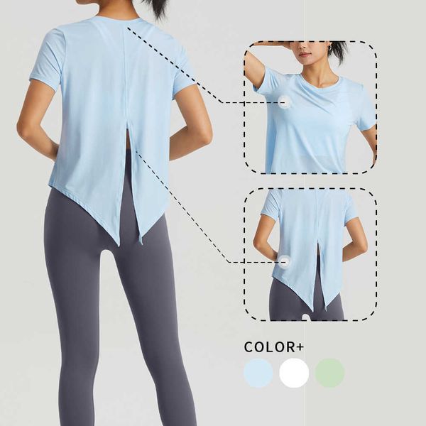 

with open back yoga t-shirt for fitness breathable women's sportswear for gym outfit sports shirts workout cloth lll-uuu