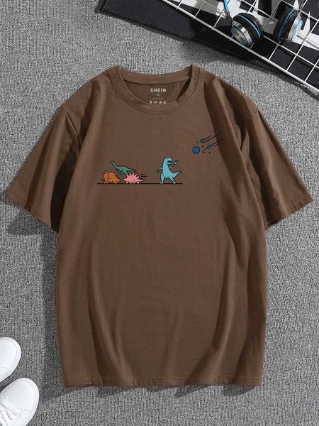 

men's fashion en cartoon dinosaur, White;black