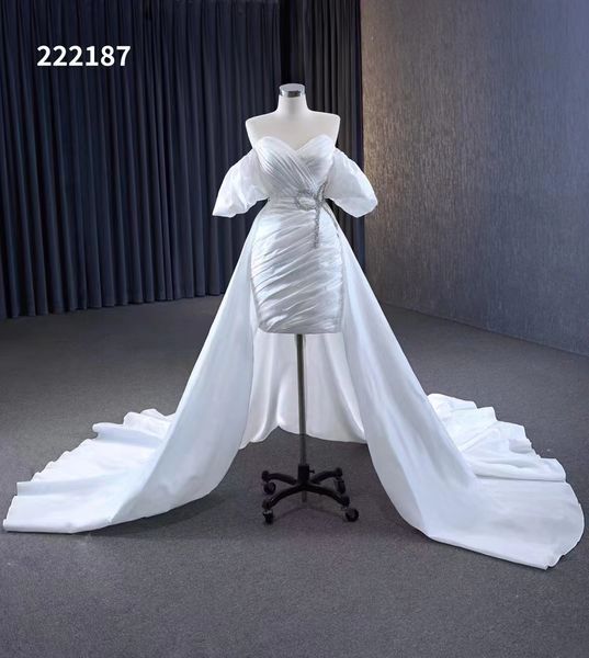 

simple wedding dress sweetheart off shoulder modern bridal gown sm222187, White