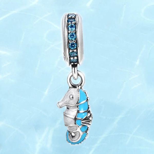 

fashion 20pcs ocean style seahorse charm beads blue enamel european charms bead fit sterling silver pandora bracelets diy jewelry, Black