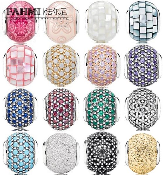 

fahmi 100 925 sterling silver 11 charm temperament charm bead mosaic pattern glamour women jewelry wedding gold generous fashion4303391, Black