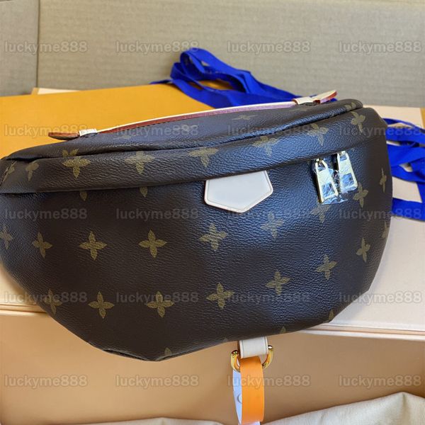 

10a mirror quality designers 37cm classic bumbag mens brown flower waist bag luxury womens chest bags coated canvas purse handbag crossbody