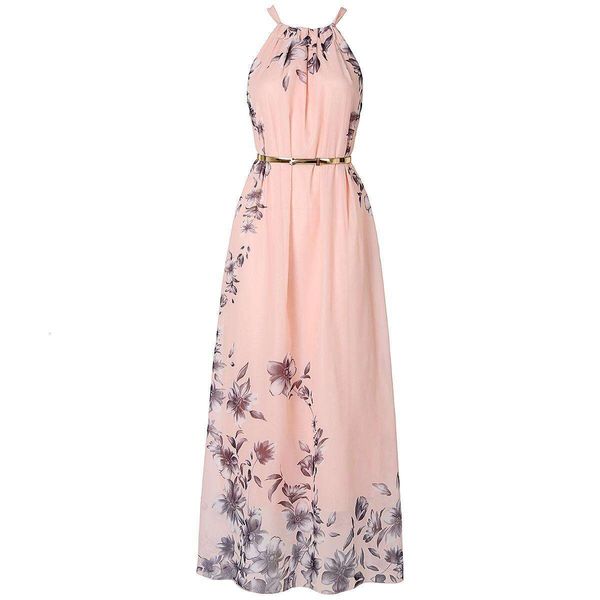 

summer ladies dress bohemian sleeveless long beach chiffon, Black;gray