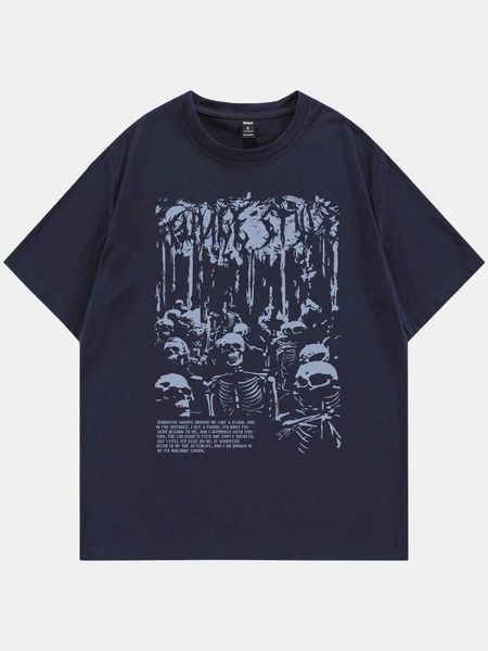 

men's fashion runge punk guys skeleton graphic, White;black