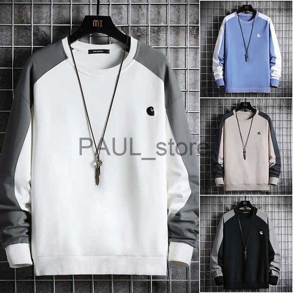

men's hoodies sweatshirts 2023 spring autumn men sweatshirts casual o neck trendy streetwear mens hoodies patchwork color fashion male, Black