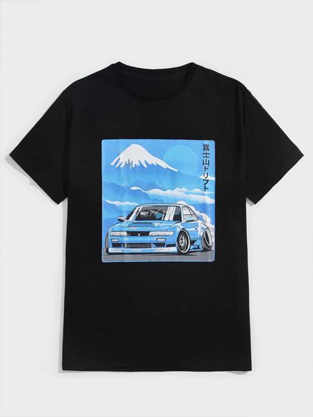 

men's fashion guys cotton car mountain graphic, White;black