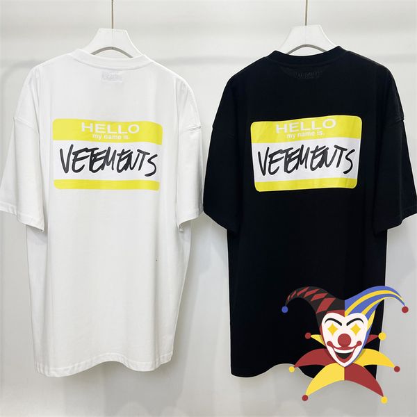 

mens tshirts hello my name is vetements yellow large womens tshirt vtm 230720, White;black
