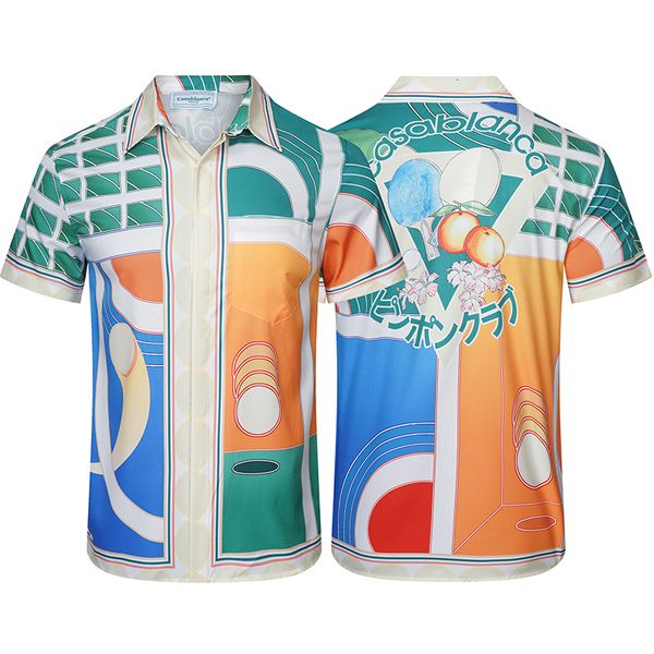 

mens casual shirts summer beach set casablanca ss printing men women 1 fashion tee 230720, White;black