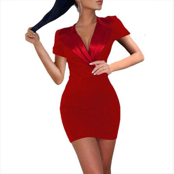 

summer womens dress slim fit short sleeves v neck leather collar butt covering, Black;gray