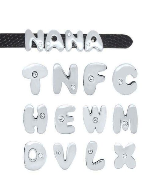 

20pcs at 8mm fat one rhinestone slide letters fit diy wristbnad bracelet lssl057834071, Blue;slivery