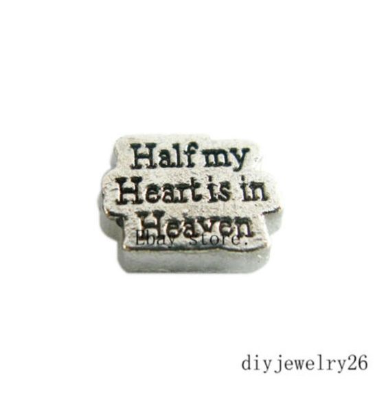 

10pcs half my heart heaven floating charms for memory locket ship fc11983728826, Bronze;silver