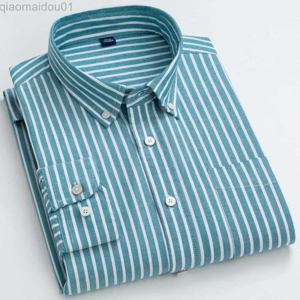 

men's casual shirts men's button-down 100% cotton oxford casual shirts single patch pocket long sleeve standard-fit plaid striped, White;black