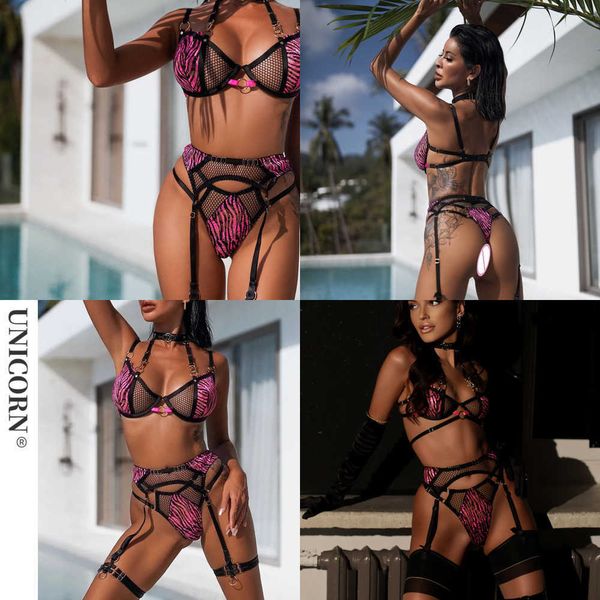 

nxy leather zebra lingerie fancy lace underwear see through halter bra delicate intimate luxury outfits garters brief sets 230717, Red;black