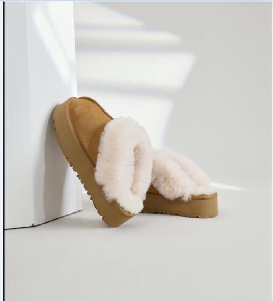 

designer snow boots tazz australian slipper platform fluffy mules warm winter womens fur booties luxurious shoe bottes gnyt, Black