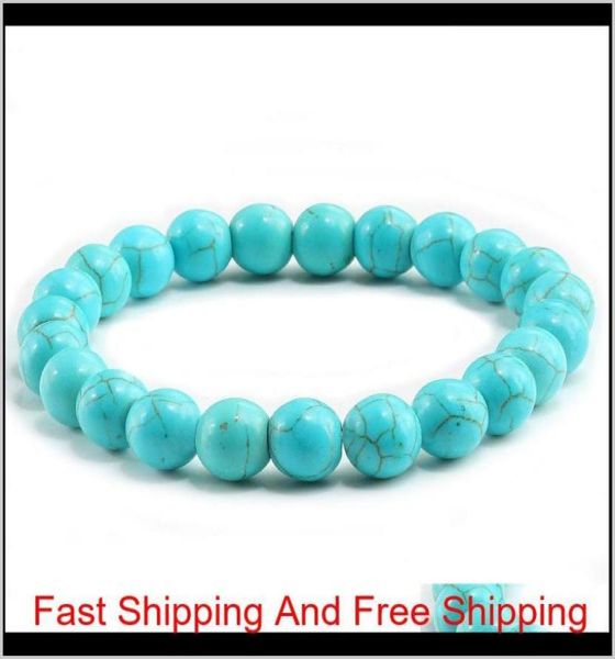 

avatar chakras blue white green red natural turquoises stone homme femme charms 8mm men strand beads yoga bracelets w7315798, Black