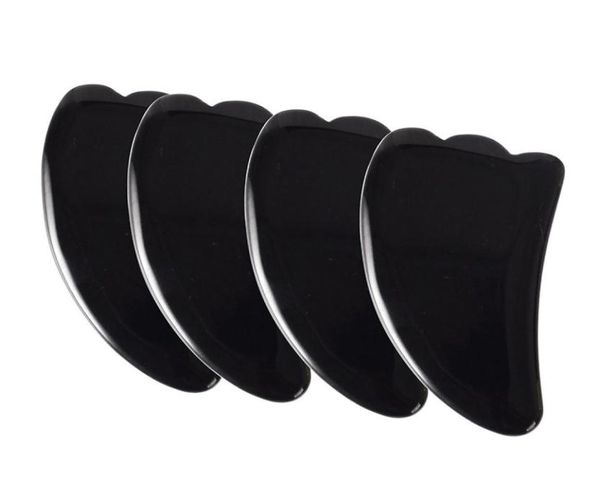 

selling natural jade stone black obsidian jade guasha board facial eyes health care beauty scraping gua sha massage tool1377889