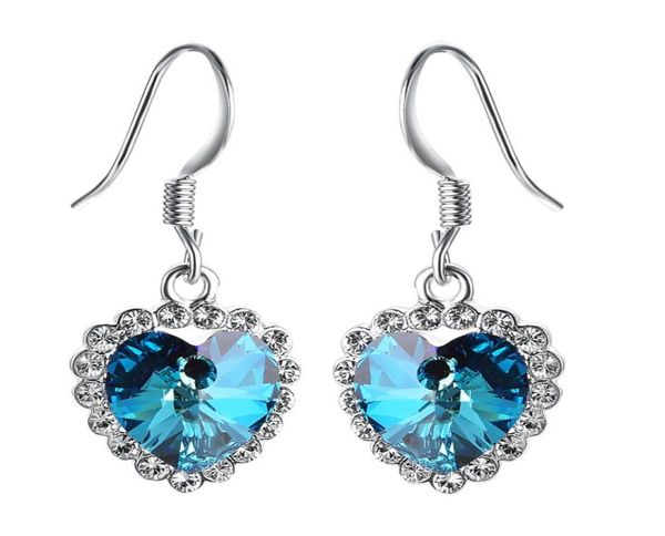 

yoursfs 6 pairsset blue love zircon dangle ear hook earrings fashion jewelry 18k gold plated woman gift9544415, Silver