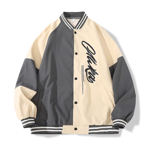 

men's jackets autumn stitching baseball uniform hong kong style stand collar jacket young male plus size jacket 230721, Black;brown