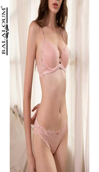 

balaloum push up floral lace bra briefs sets transparent panties comfortable brassiere underwear lingerie pink q07055087206, Red;black