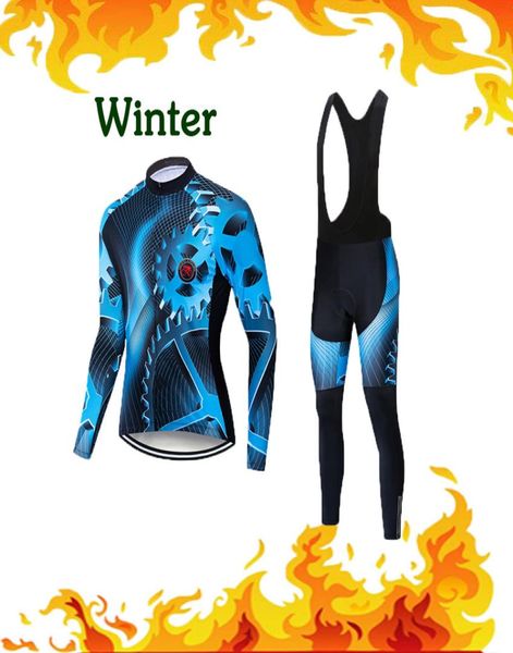 

winter men thermal cycling jersey set pro road bike clothing bicycle mtb uniform dress kit skinsuit clothes suit bib pant outfit9649024, Black;blue