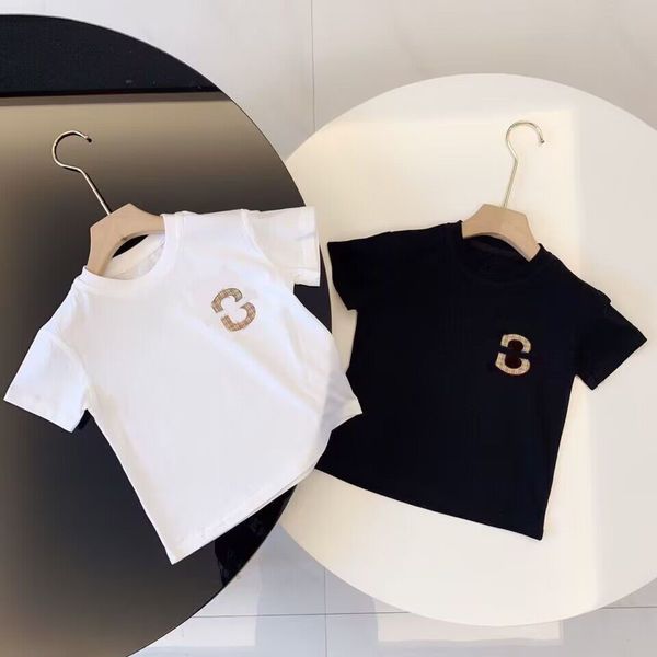 

new cotton printed short-sleeved t-shirt for boys and girls in summer; korean version of joker european letter b bottoming shirt; wearing ti, Blue