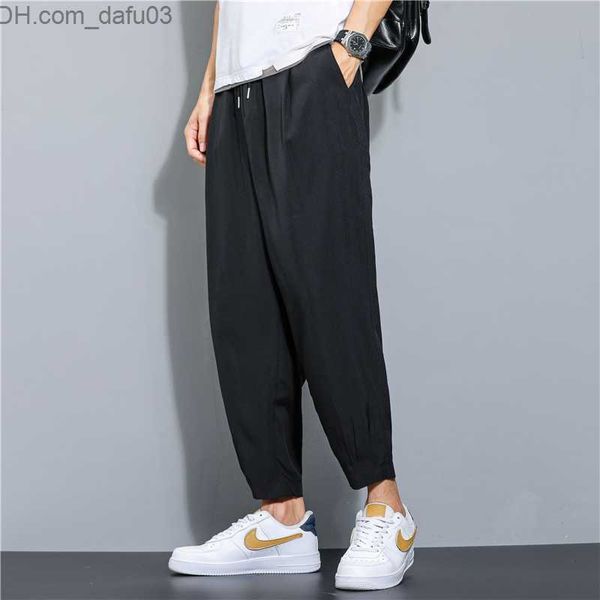 

men's pants 2023 summer silk thin soft casual men's day bag pants sports straight jogger fashion street clothing men's clothi, Black