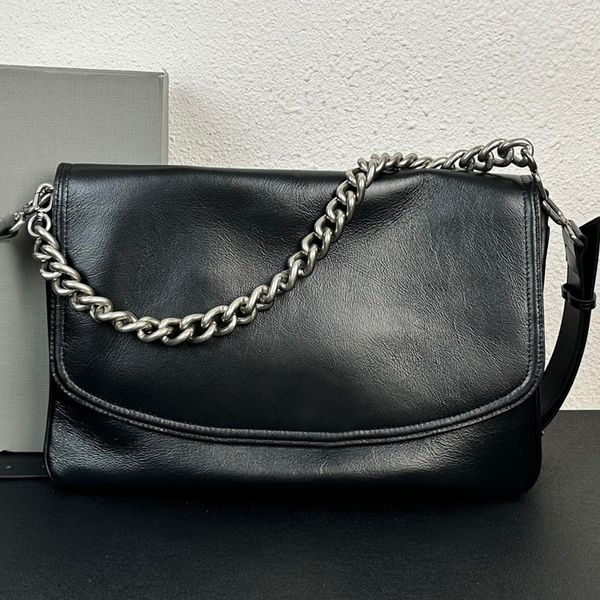 

shoulder bag large capacity handbags purse fashion black crossbody bags metal hardware chain flap hasp pouch genuine leather cell phone pock