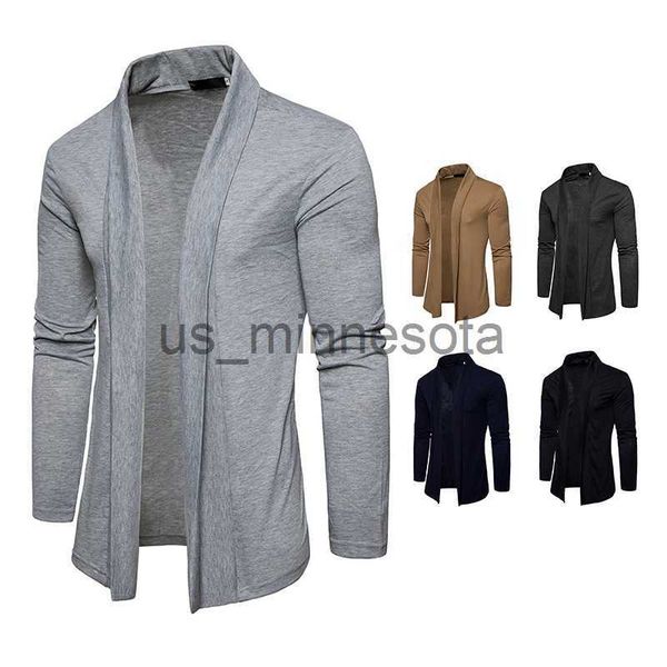 

men's sweaters luclesam autumn men casual scarf collar long sleeve cardigan male solid color sweater jacket blusa de frio masculino j23, White;black